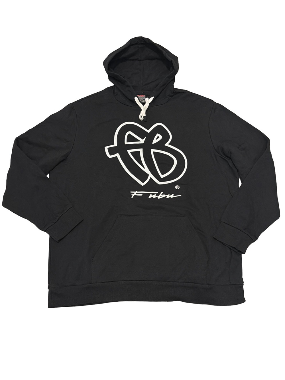 FUBU Men’s Black with White Script Logo Pullover Hoodie, Extra-Large NWOT